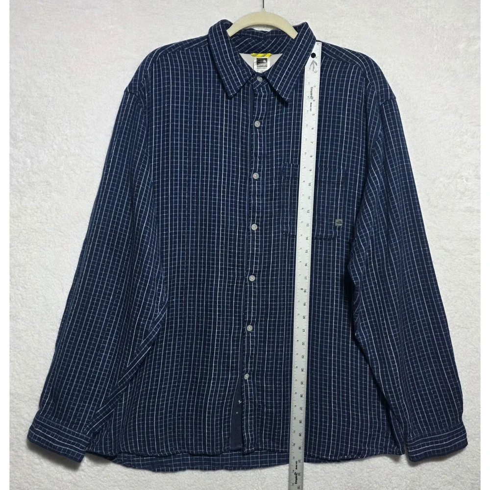 The North Face A5 Series Men's Large Navy Blue White Grid Button Down Shirt AB2S